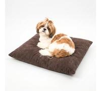 4L Textil ZOE - Coussin moelleux pour chien de grande taille - Avec housse et fermeture éclair - Coussin douillet lavable (60 x 50 cm, marron à rayures)