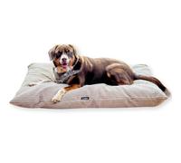 4L Textil Zoe Lit pour Chien en Velours côtelé Beige avec Housse et Fermeture éclair, Coussin Douillet Lavable pour Chiens de Taille Moyenne, 80 x 60 cm, Latte (Rayures)