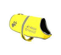 4LegsFriend Gilet de Sécurité Jaune Fluo pour Chien | Veste doublée Laine Polaire, Anti-Pluie, réfléchissant, visibilité la Nuit | Protège Contre Accidents de Voiture et de Chasse | 5 Tailles