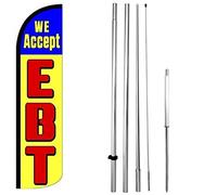 4Less We Accept EBT - Kit de drapeau Swooper à plumes sans vent