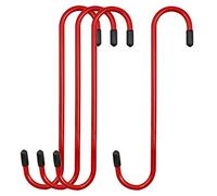 4LIFETIMELINES Lot de 4 crochets de suspension pour étrier de frein, acier durable, revêtement en poudre rouge avec embouts en caoutchouc, pour travaux automobiles sur essieu de frein et systèmes de