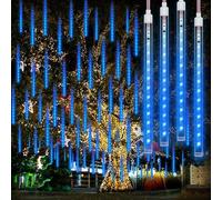 4M 288 LED Glaçons 50cm 8 Tubes Météores Lumières Lumières de Noël Jardin Intérieur Balcon Fête Mariage Décoration, Bleu