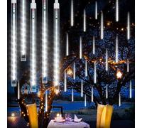 4M 288 LED Glaçons 50cm 8 Tubes Météores Lumières Lumières de Noël Jardin Intérieur Balcon Fête Mariage Décoration, Blanc