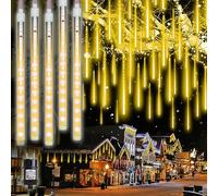 4M 288 LED Glaçons 50cm 8 Tubes Météores Lumières Lumières de Noël Jardin Intérieur Balcon Fête Mariage Décoration, Blanc Chaud