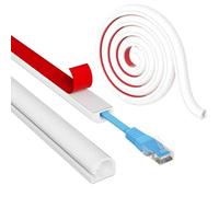 4M Goulotte Passe Cable, Auto-adhésif Demi-Rond Cache-Câble, Mini Goulotte Flexible pour Sol, Mural, TV, Bureau et Maison - Blanc