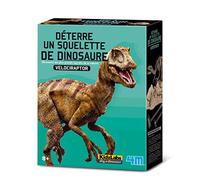 4M KidzLabs : GRAAF-JE-DINOSAURUS-OP (Velociraptor) / F R A N S T A L I G E PACKAGE, kit de construction de squelette dans un bloc de plâtre, boîte 17x22x6cm, 8+