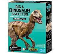 4M KidzLabs Kit Excavation Dinosaure Velociraptor - Jeu de fouille archéologique - Squelette à déterrer et Assembler