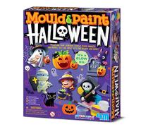 4M Maquette et peintures Halloween - Kit créatif fluorescent pour réaliser et peindre 8 aimants et broches en plâtre, travaux créatifs pour enfants, décorations d'Halloween, à partir de 5 ans