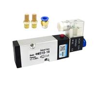 4M310-10 5 way 2 Position Inner Guard Plate Connection Solenoid Air Valve G3/8" AC220V DC24V Electronic Switch Battery Air Valve(With 6mm fittings,DC12V)