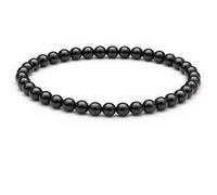4mm Natural Gemstone Beaded Bracelet for Women, Handmade Stretch Crystal, Minimalist Elastic Stone Bead, Stackable Everyday Jewelry Gift(Black Tourmaline)