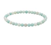 4mm Natural Gemstone Beaded Bracelet for Women, Handmade Stretch Crystal, Minimalist Elastic Stone Bead, Stackable Everyday Jewelry Gift(Amazonite)