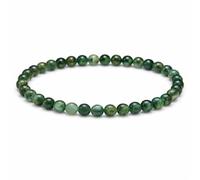 4mm Natural Gemstone Beaded Bracelet for Women, Handmade Stretch Crystal, Minimalist Elastic Stone Bead, Stackable Everyday Jewelry Gift(Moss Agate)