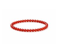 4mm Natural Gemstone Beaded Bracelet for Women, Handmade Stretch Crystal, Minimalist Elastic Stone Bead, Stackable Everyday Jewelry Gift(Red Agate)