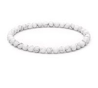 4mm Natural Gemstone Beaded Bracelet for Women, Handmade Stretch Crystal, Minimalist Elastic Stone Bead, Stackable Everyday Jewelry Gift(White Turquoise)