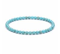 4mm Natural Gemstone Beaded Bracelet for Women, Handmade Stretch Crystal, Minimalist Elastic Stone Bead, Stackable Everyday Jewelry Gift(Blue Turquoise)