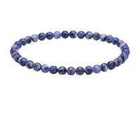 4mm Natural Gemstone Beaded Bracelet for Women, Handmade Stretch Crystal, Minimalist Elastic Stone Bead, Stackable Everyday Jewelry Gift(Sodalite)