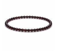 4mm Natural Gemstone Beaded Bracelet for Women, Handmade Stretch Crystal, Minimalist Elastic Stone Bead, Stackable Everyday Jewelry Gift(Garnet)