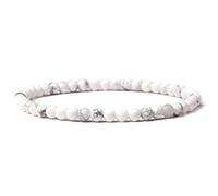 4mm Pierre Naturelle Lapis Lazuli Perles Stretch Bracelet Perles Rond Bracelet Pour Femmes Hommes, Howlite Blanc, 19CM