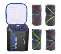 4Monster Lot de 4 Serviettes de Camping en Microfibre à séchage Rapide, Super absorbantes, Serviettes de Voyage Portables avec Sac imperméable, Serviettes de Bateau légères pour Camping-Car, Sport,