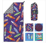 4Monster Serviette de plage en microfibre à séchage rapide, super absorbante et légère pour les nageurs, serviette sans sable, serviettes de plage pour piscine, natation, sports nautiques (27 planche de surf-A, taille L (160 x 80 cm)