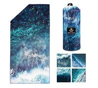 4Monster Serviette de plage en microfibre pour voyage, séchage rapide, super absorbante, légère, pour nageurs, serviette de plage pour piscine, natation, sports nautiques (16 Ocean-C, XL (198,1 x 89,9 cm)