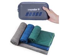 4Monster Serviette en Microfibre, Serviette de Voyage, Serviette de Camping, Serviette de Gym, Serviette de randonnée, Serviette de Voyage, Super absorbante, Blue-s