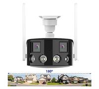 4MP 2K Double lentille Ultra Grand Angle 180 ° IP caméra Protection de sécurité AI détection Humaine Surveillance de sécurité(128G SD Card)