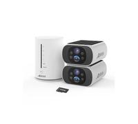4MP Kit Caméra de Surveillance Sans Fil ,Vidéosurveillance 4CH - 2 caméras batteries solaires+1 station avec 64GB carte sd