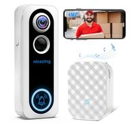 4MP Sonnette sans Fil avec Caméra Compatible avec Alexa, nicezing Exterieur Etanche Visiophone sans Fil avec Carillon, Message Vocal, Changeur de Voix, Détection de Mouvement AI, Vision Nocturne, IP66