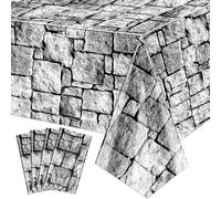 4Nappes En Pierre Nappe Rectangulaire À Thème Château Médiéval En Briques Et Pierres Pour Couvrir La Table D'Halloween Les Décorations De Fêtes Médiévales Fêtes D'anniversaire D'Halloween, 130 x 220cm