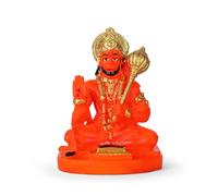 4OUR FAITH Idole Bajrang Bali Lord Hanuman faite à la main de couleur orange | Idole de dieu singe hindou | Idole pour voiture, bureau et décoration d'intérieur | 8 cm | Usage cadeau (statue de Lord