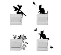 4pack Cartoon Sticker Commutateur Résistant à L'eau, PVC Switch Socket Décorations Stickers Muraux Art Mural Wall Sticker.