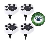 4Pack Impression de Patte Animale de Chien de Chat Solaire Lampe Extérieure de Chemin de LED Blanc Froid Lumières Solaires pour Patio Cour Passerelle Jardin Chemin Lampes de Paysage pour Pelouse