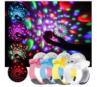 4Pack Mini Projecteur Lumière Disco Boule Cristal à Effets RGB Bracelets LED portable Rechargeable par USB-Idéal pour Fête/Soirée