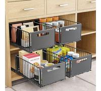 4Pack Organiseur de tiroir coulissant pliable, tiroirs coulissants pour rangement de livres, Organiseur de tiroir de placard de cuisine, Extensible pour garde-manger et lavabo de salle de bain (4