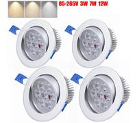 4Pc 12W Led encastrables Lampes de cuisine Blanc chaud 230V Lampes d'armoire Lampes de vitrine Rondes Haute luminosité Spots Led Encastrés, Blanc chaud