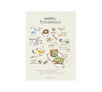 4PC-B5 Livre de peinture à l'huile littéraire Carte mentale pour étudiant - Rouge haricot matcha toast