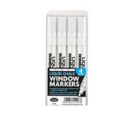 4PC LIQUID CHALK WINDOW MARKERS - PENS GLASS CHALK BOARDS MENU DISPLAY SIGN WIPE by County
