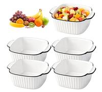 4pc Petits Plats De Cuisson, Plat Gratin Four, Plat De Cuisson Carrés, À Gratin En Céramique, Céramique Plats De Cuisson Lot De 4, Allant Au Four Et Au Micro-Ondes, 14.3x 11 X 5.3cm, Blanc