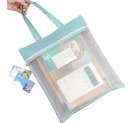4pc Portable Minimalist Textbook Stationery Homework Test Paper Folder Document Bag A4 Mesh File Folders Zipper Storage(A)