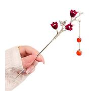 4pc Rose Flower Hair Stick Tassel Hairpin Chinese Wedding Accessories Female Ornament Styling Tools(Color 4)