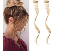 4PC Synthesis Bangs Wig Hair Extensions Curly Clip-on Front Side Long Wavy Blone(G,10inches)