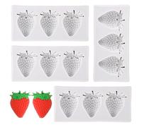 4pce Moules 3D Silicone de Fraise, Mini Moules à Fruits pour Décoration de Gâteaux Cupcakes Chocolat Fondant Bonbons Gelée Pâte Polymère et Pâte à Sucre