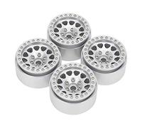 4pcs 1/10 RC Crawler Car Metal Wheel Hub Car Tire, Rubber Plastic RC Car Wheels, Grip Strong Roues d'amortissement pour SCX10 SCX10II 90046 90047 (Argent Noir) (Argent)