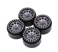 4pcs 1/10 RC Crawler Car Metal Wheel Hub Car Tire, Rubber Plastic RC Car Wheels, Grip Strong Roues d'amortissement pour SCX10 SCX10II 90046 90047 (Argent Noir)