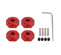 4pcs 1/10 RC Wheel Hex Hubs Nut 14mm, Aluminum Wheel Hex Drive Hub for AMMRA Big Rock Typhon Senton, Lightweight RC Upgrade Part with 4 Set Screws Right Angle Wrench, Durable (Rouge)