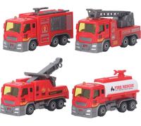 4PCS 1 : 32 Camion de pompiers Set de jouets haute simulation Pull Back Car Educational Model Enfants Cadeau