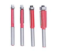4pcs 1/4 dans un ensemble de bits de routeur de garniture à chasse d'eau, 45 acier, matériau en carbure cimenté, coupeur de roulement à tige, diamètre de coupe pour la coupe du