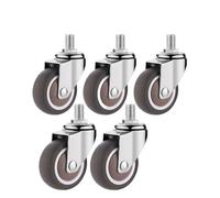 4PCS 1.5" / 2" Wheel Threaded Stem Swivel Casters No Noise Brakes Rubber Castor Pour la Maison et le Bureau(Color3)