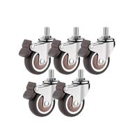 4PCS 1.5" / 2" Wheel Threaded Stem Swivel Casters No Noise Brakes Rubber Castor Pour la Maison et le Bureau(Color2)